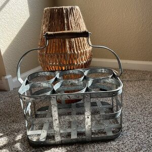 World Market Rustic Metal Bottle Carrier